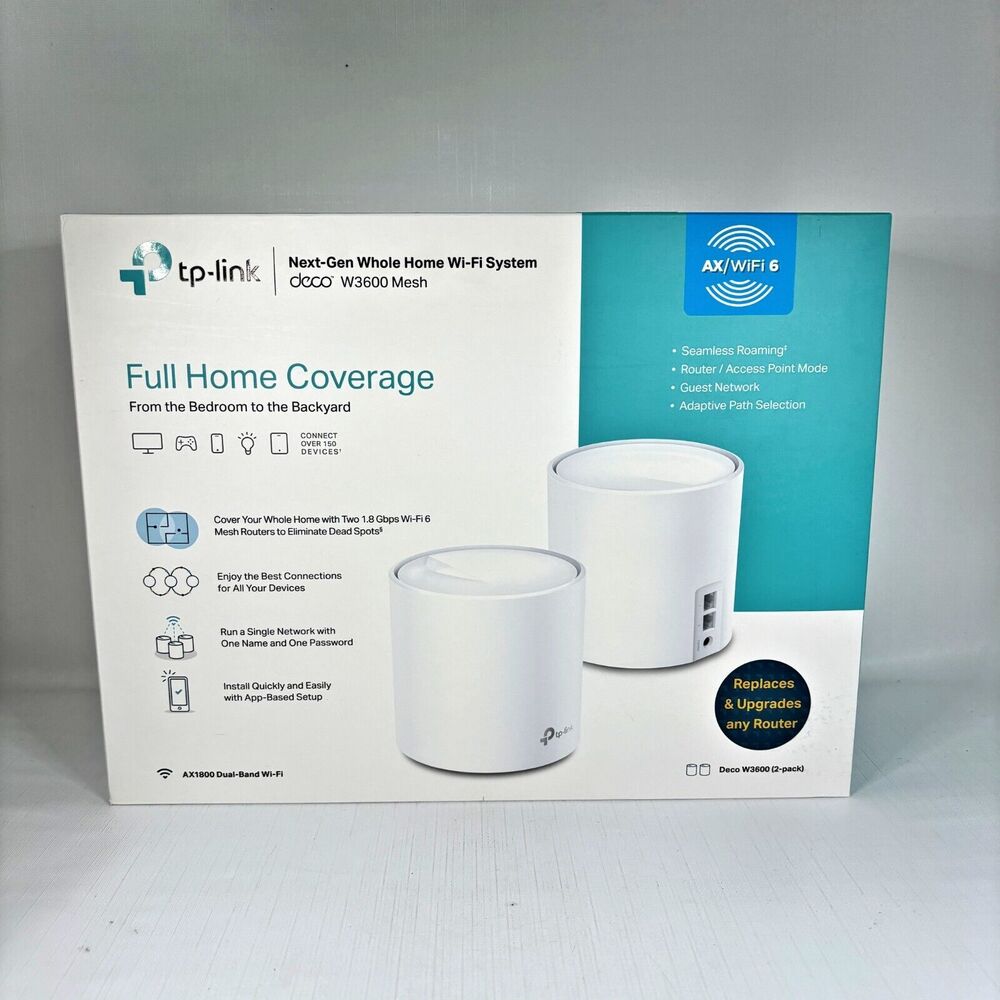 TP LINK WiFi Router Deco W3600 2 Pack 6 System AX1800 Mesh NEW